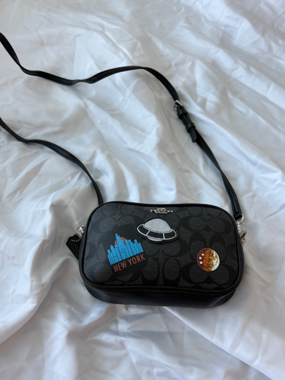 Coach x Disney Keith Haring UFO Camera Bag Crossbody Black Signature Canvas